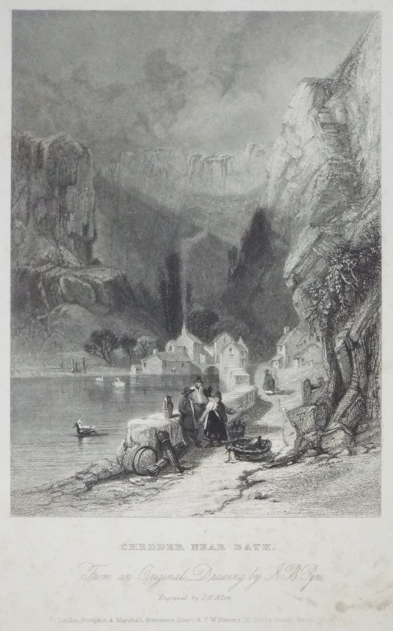 Print - Chedder near Bath. From an Original Drawing by J. B. Pyne. - Allen